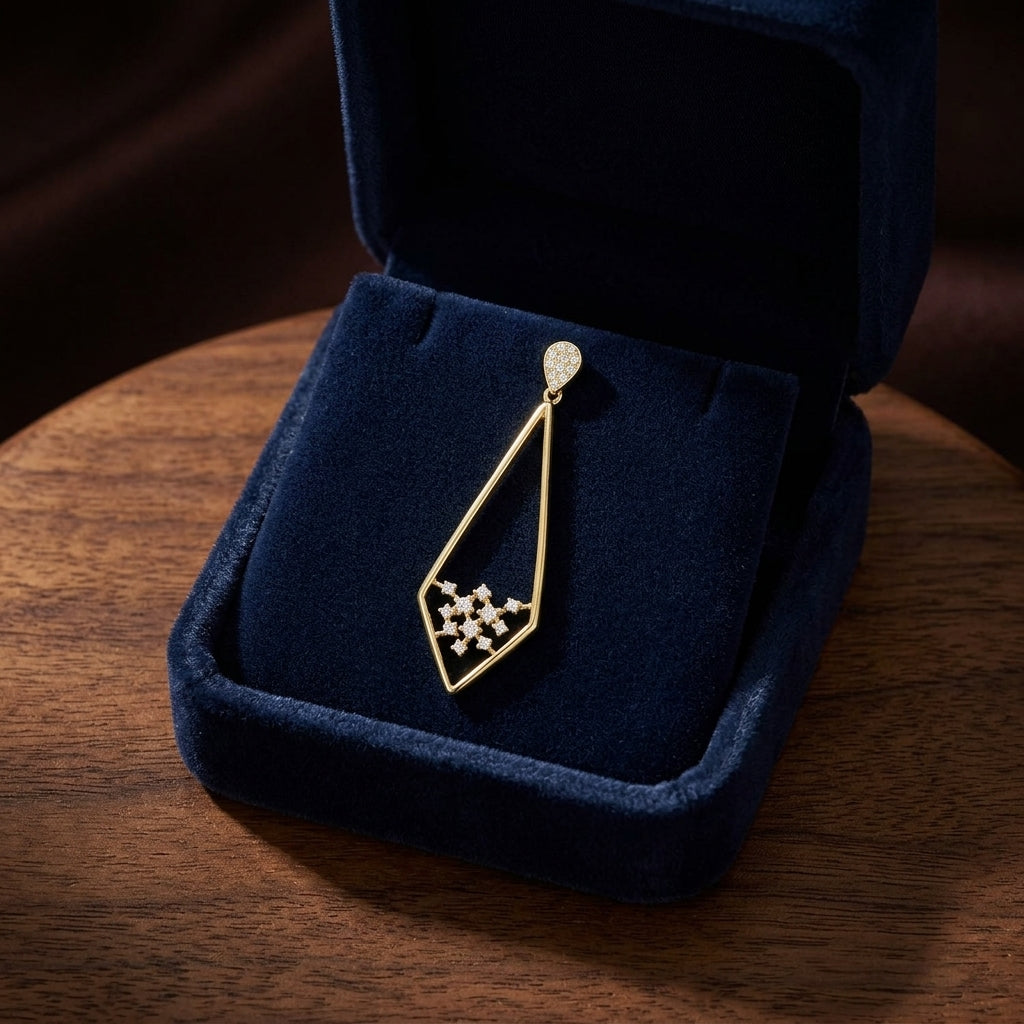 Diamond Pave Elongated Diamond Shaped Earrings In 14k Yellow Gold (3/8 Ct.tw.) — gift presentation