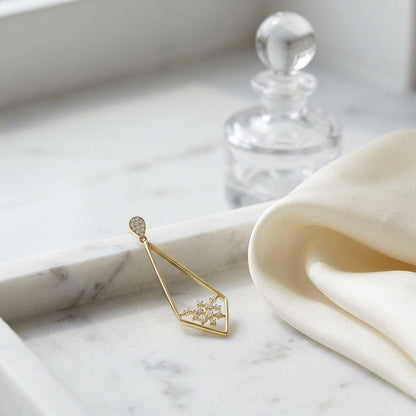 Diamond Pave Elongated Diamond Shaped Earrings In 14k Yellow Gold - No Dias On Top/posts — atelier still life