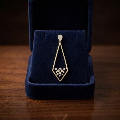 Diamond Pave Elongated Diamond Shaped Earrings In 14k Yellow Gold - No Dias On Top/posts — gift presentation