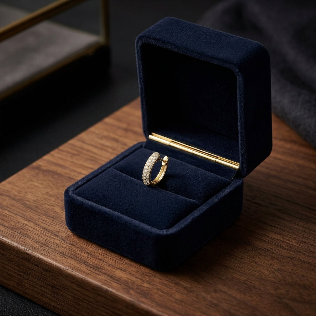 Micro Pave Diamond Huggie Earrings In 14k Yellow Gold 1/3ctw — gift presentation