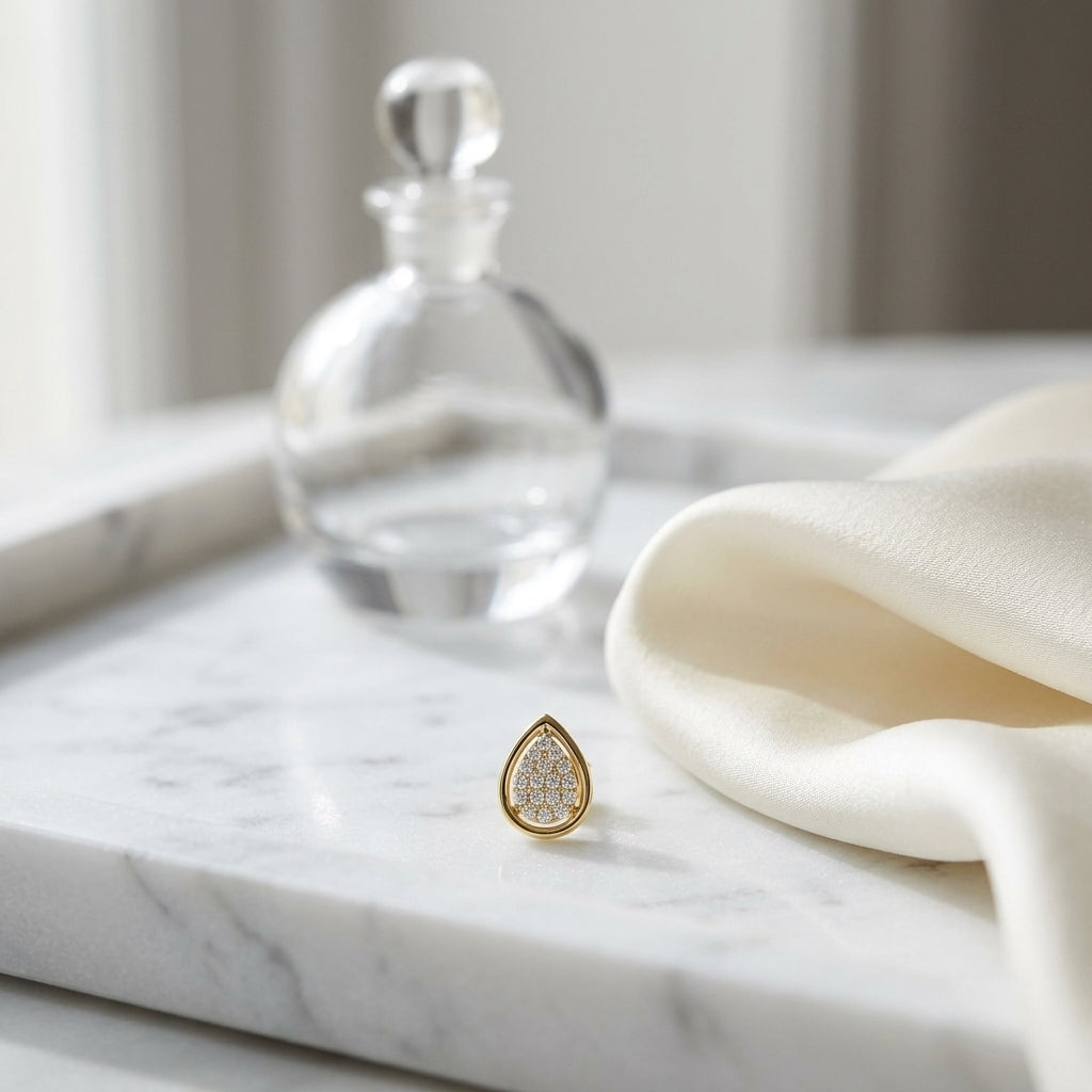 Diamond Teardrop Stud Earrings In 14k Yellow Gold 1/4ctw — atelier still life