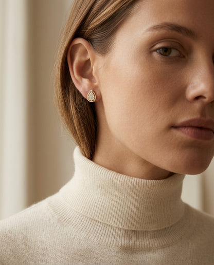 Diamond Teardrop Stud Earrings In 14k Yellow Gold 1/4ctw — editorial close-up