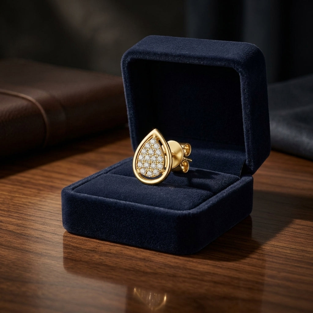 Diamond Teardrop Stud Earrings In 14k Yellow Gold 1/4ctw — gift presentation