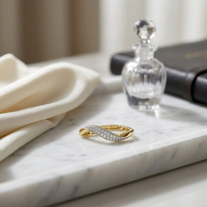 Diamond Twist V Hoop Earrings in 14k Yellow Gold 1/2ctw — atelier still life