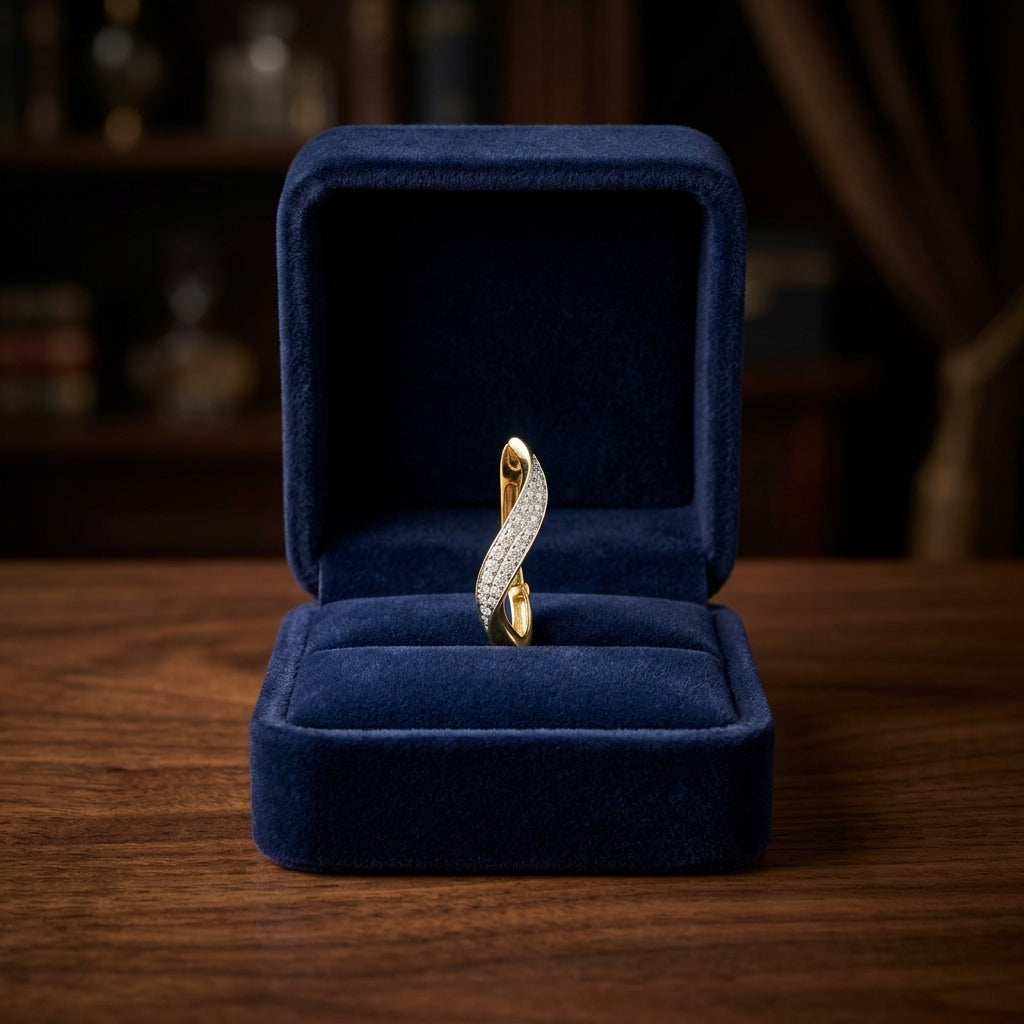 Diamond Twist V Hoop Earrings in 14k Yellow Gold 1/2ctw — gift presentation