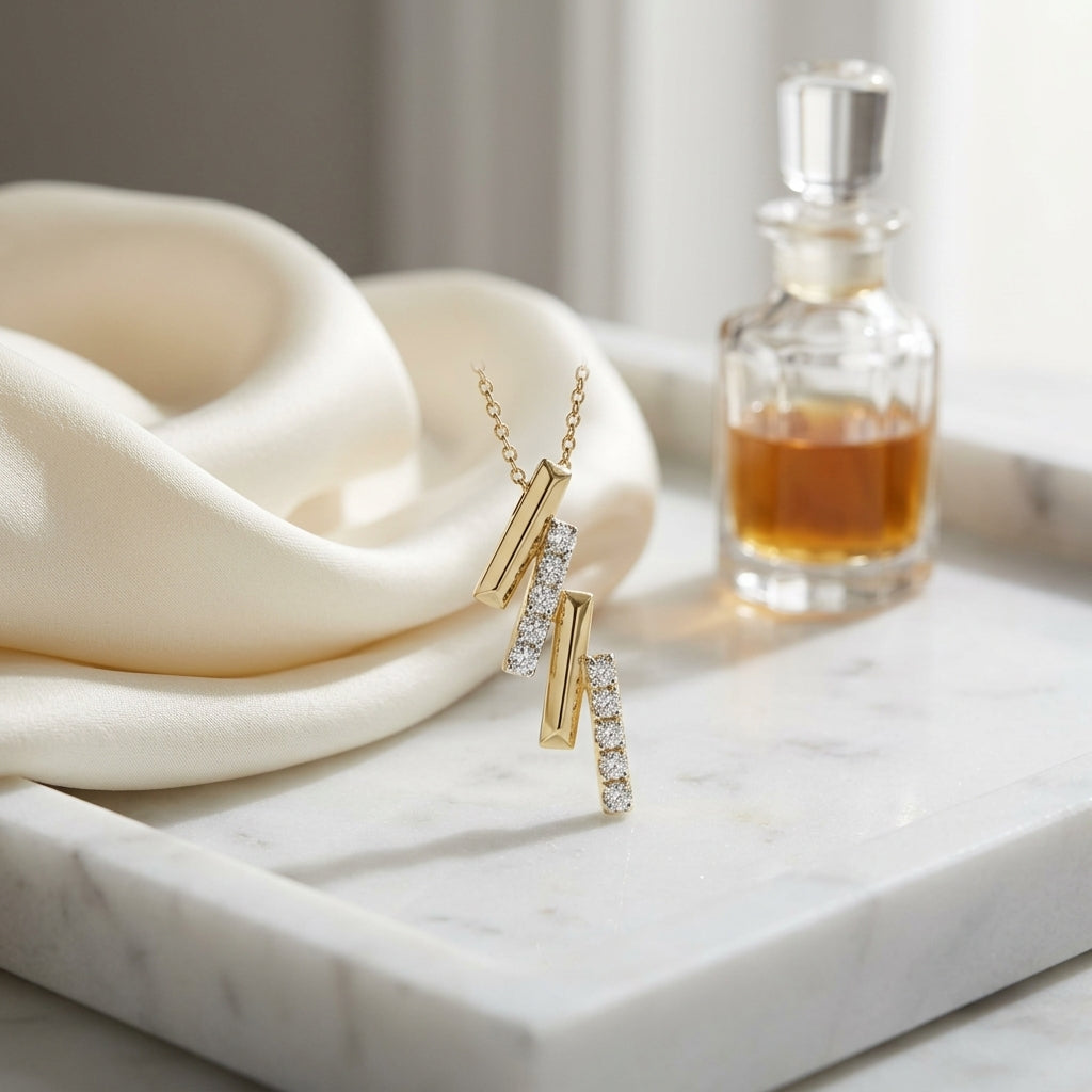 Stacked Bar Diamond Earrings in 14k Yellow Gold 1/5ctw — atelier still life