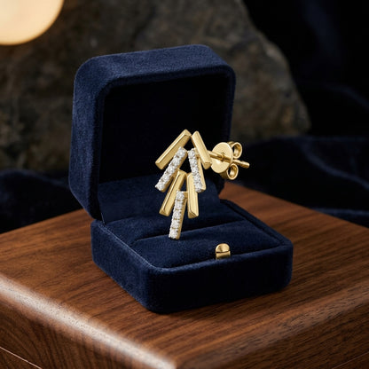 Stacked Bar Diamond Earrings in 14k Yellow Gold 1/5ctw — gift presentation