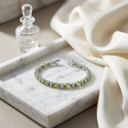 Peridot And Diamond Bracelet In 14k Yellow Gold — atelier still life