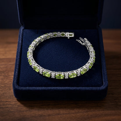 Peridot And Diamond Bracelet In 14k Yellow Gold — gift presentation