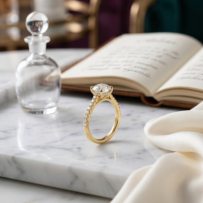 1 1/4ctw Round Diamond Classic 4 Prong Engagement Ring In 14k Yellow Gold, Igi-certified — atelier still life