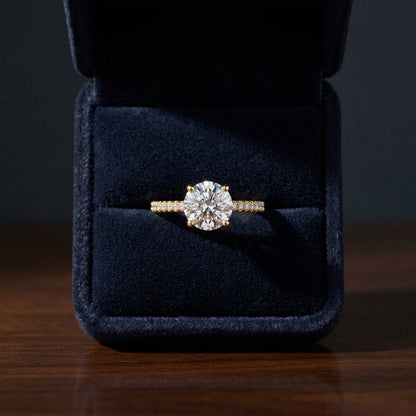 1 1/4ctw Round Diamond Classic 4 Prong Engagement Ring In 14k Yellow Gold, Igi-certified — gift presentation