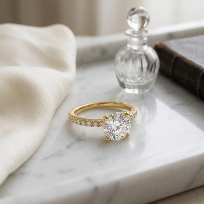 1 1/5ctw Round Center Classic Petite Split Prong Diamond Engagement Ring In 14k Yellow Gold, Igi-certified — atelier still life