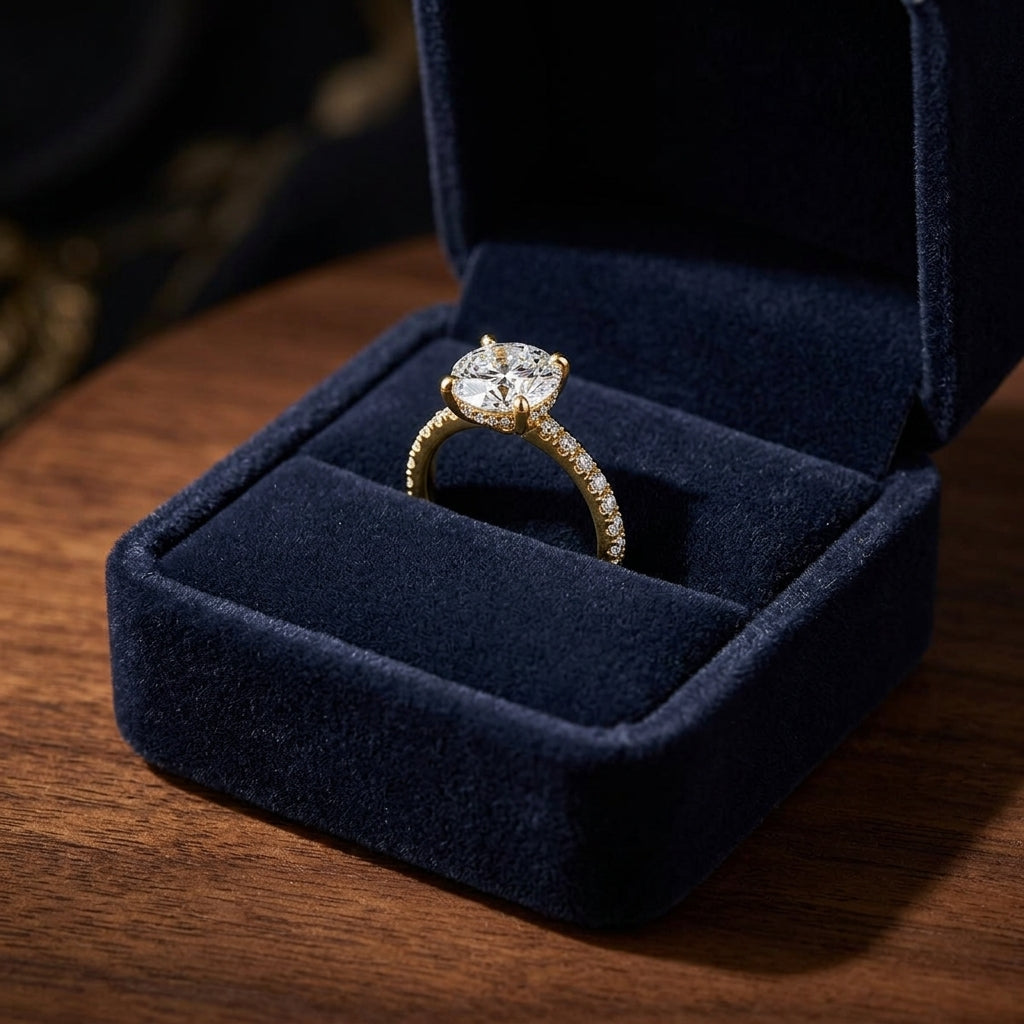 1 1/5ctw Round Center Classic Petite Split Prong Diamond Engagement Ring In 14k Yellow Gold, Igi-certified — gift presentation