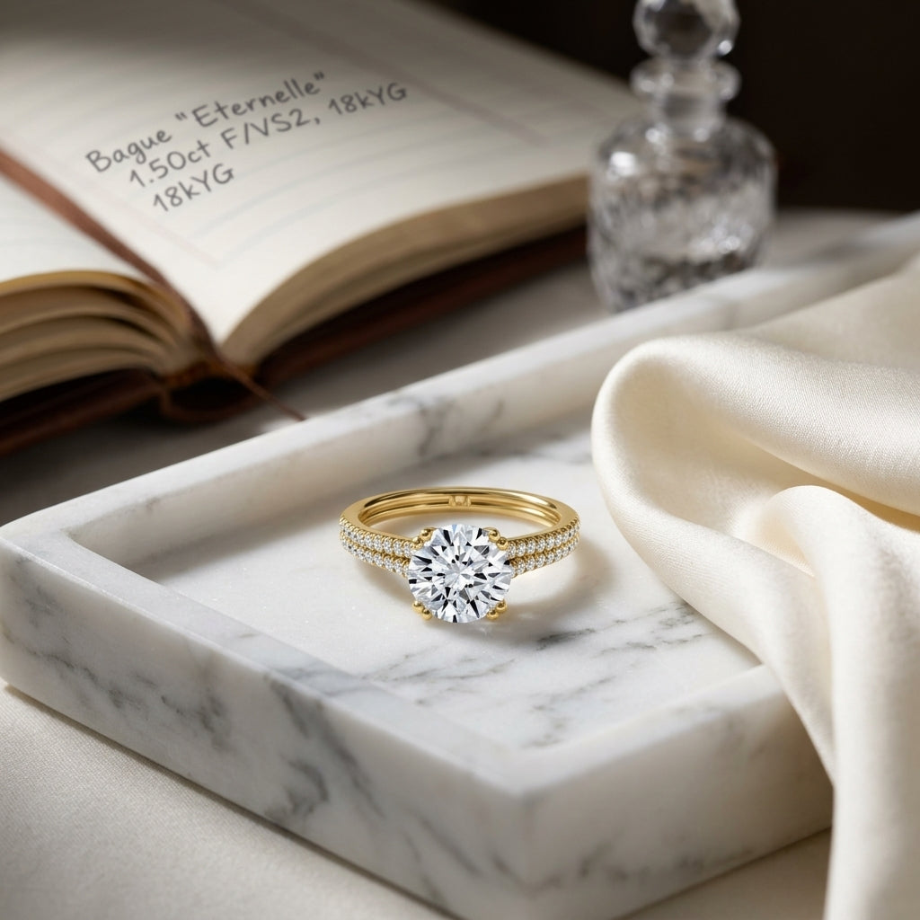 1 1/5ctw Round Diamond 2 Row Engagement Ring With Double Prong Cathedral Setting In 14k Yellow Gold, Igi-certified — atelier still life