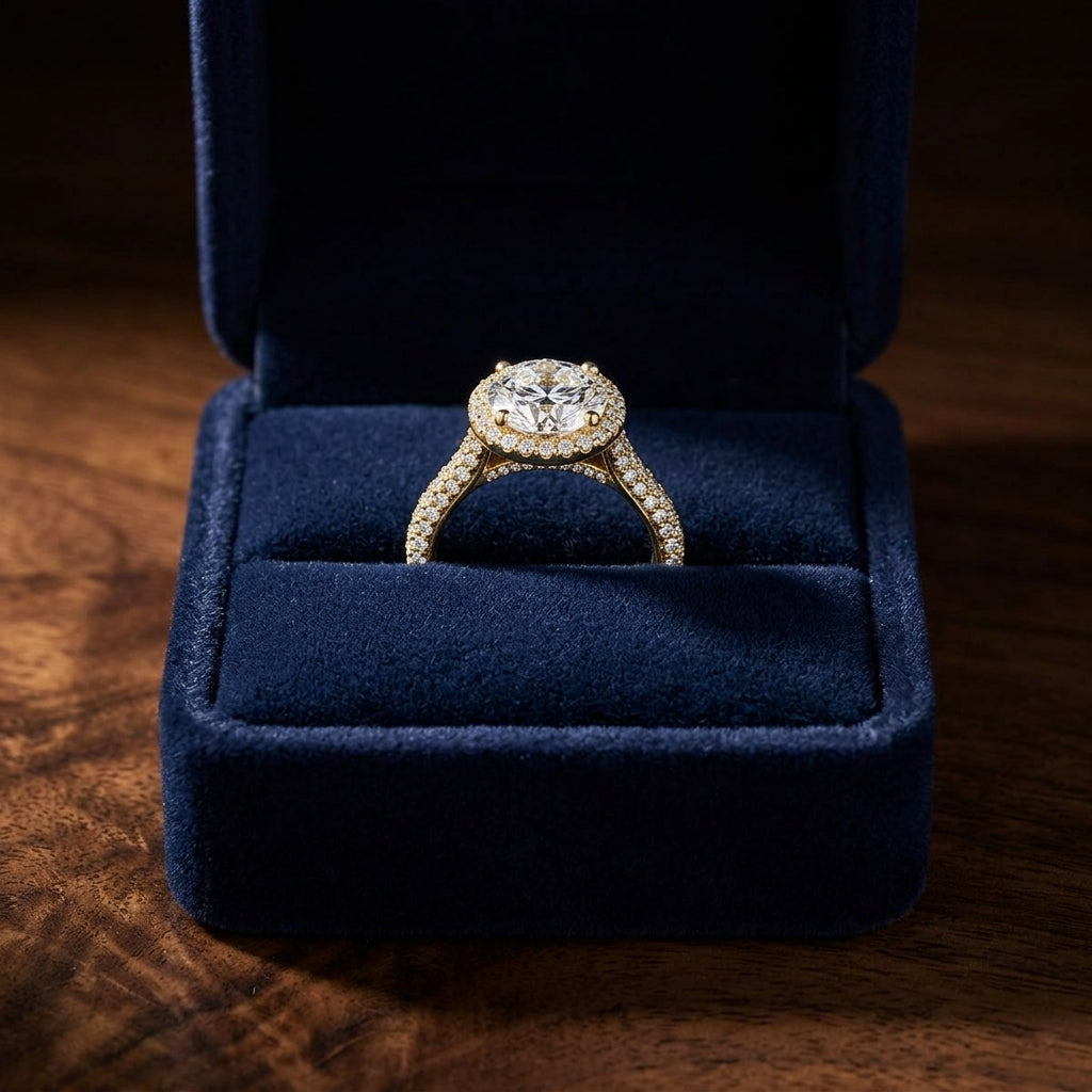 1 4/5ctw Round Diamond Pave Engagement Ring With Triple Row Shank In 14k Yellow Gold, Igi-certified — gift presentation