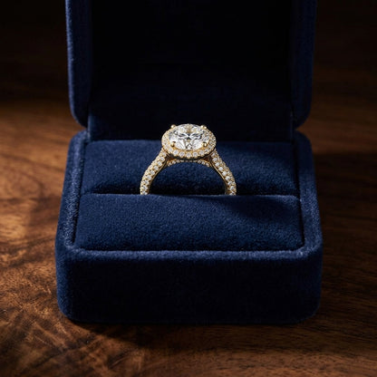 1 4/5ctw Round Diamond Pave Engagement Ring With Triple Row Shank In 14k Yellow Gold, Igi-certified — gift presentation