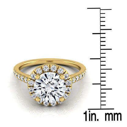1 3/8ctw Round Diamond Halo Engagement Ring With Pave Shank In 14k Yellow Gold, Igi-certified