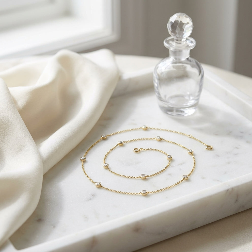 Diamonds By The Yard Round Bezel Necklace In 14k Yellow Gold — atelier still life