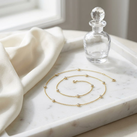 Diamonds By The Yard Round Bezel Necklace In 14k Yellow Gold — atelier still life