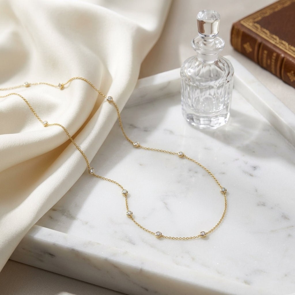 Diamonds By The Yard Round Bezel Necklace In 14k Yellow Gold — atelier still life