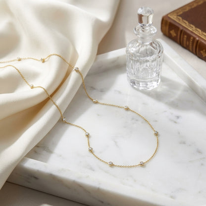 Diamonds By The Yard Round Bezel Necklace In 14k Yellow Gold — atelier still life
