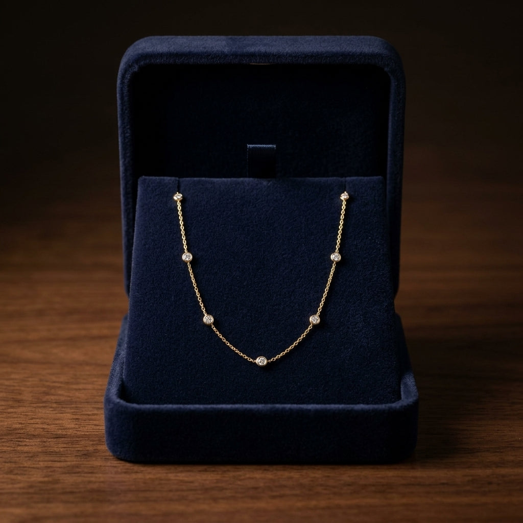 Diamonds By The Yard Round Bezel Necklace In 14k Yellow Gold — gift presentation