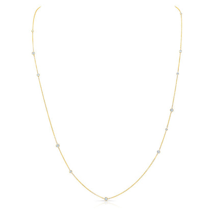 Diamonds By The Yard Round Bezel Necklace In 14k Yellow Gold