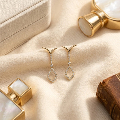 Open Kite Diamond Drop Necklace In 14k Yellow Gold 18 Inch Length — textile flat lay