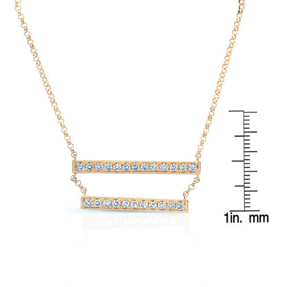 Diamond Double Bar Necklace In 14k Yellow Gold