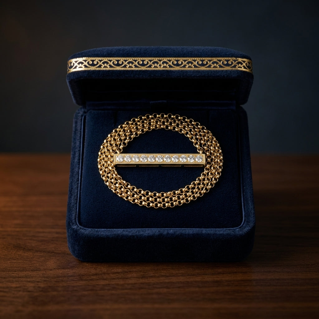 Diamond Bar Necklace In 14k Yellow Gold 16 Inch Length — gift presentation