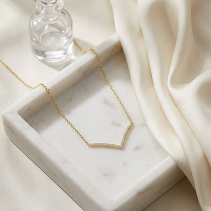 Diamond Chevron Necklace In 14k Yellow Gold ( 18 Inch) — atelier still life