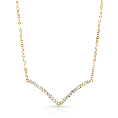 Diamond Chevron Necklace In 14k Yellow Gold ( 18 Inch)