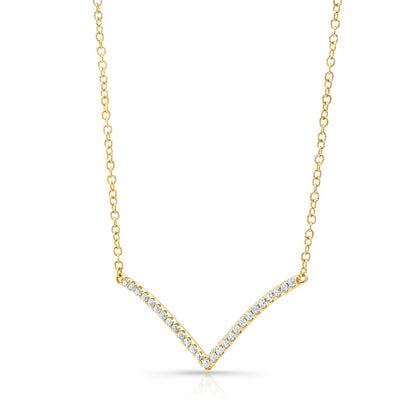 Diamond Chevron Necklace In 14k Yellow Gold ( 18 Inch)