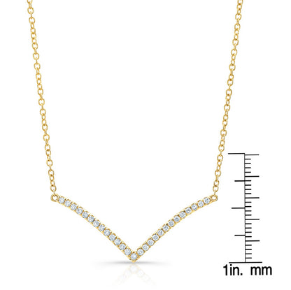 Diamond Chevron Necklace In 14k Yellow Gold ( 18 Inch)