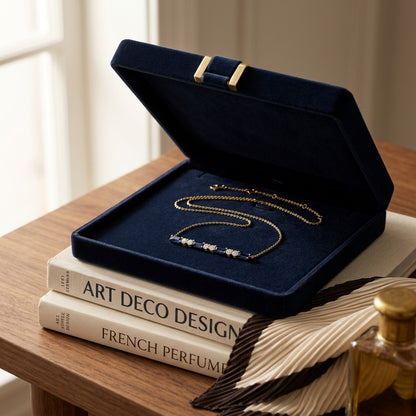 Citrine Bar with Round Diamond Necklace in 14k Yellow Gold — velvet box