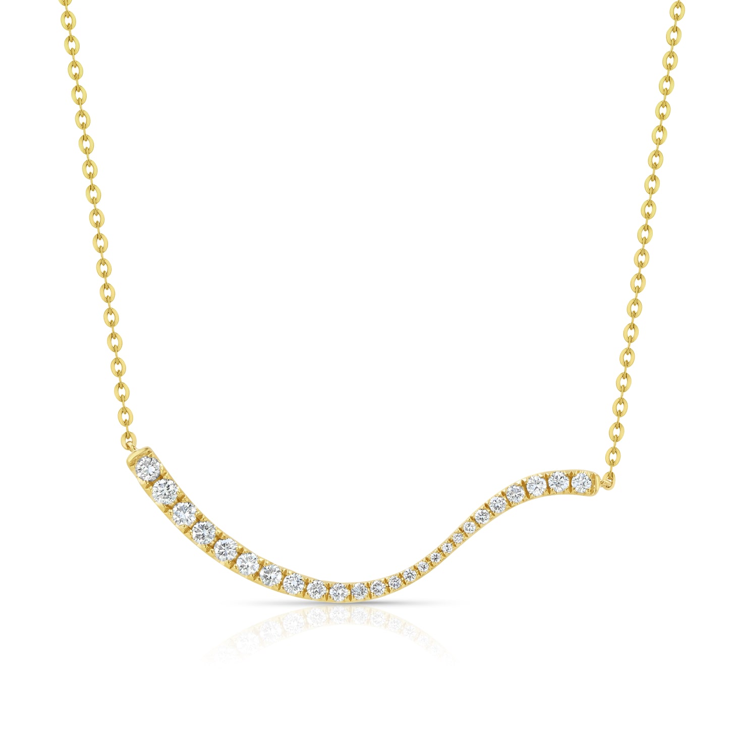 Diamond Wave Necklace in 14k Yellow Gold 1/2ctw