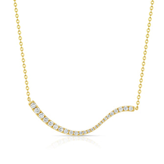 Diamond Wave Necklace in 14k Yellow Gold 1/2ctw