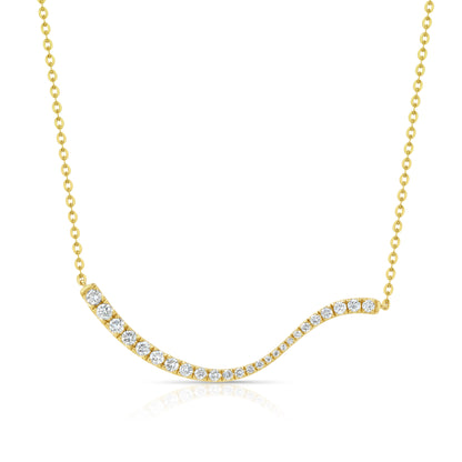 Diamond Wave Necklace in 14k Yellow Gold 1/2ctw
