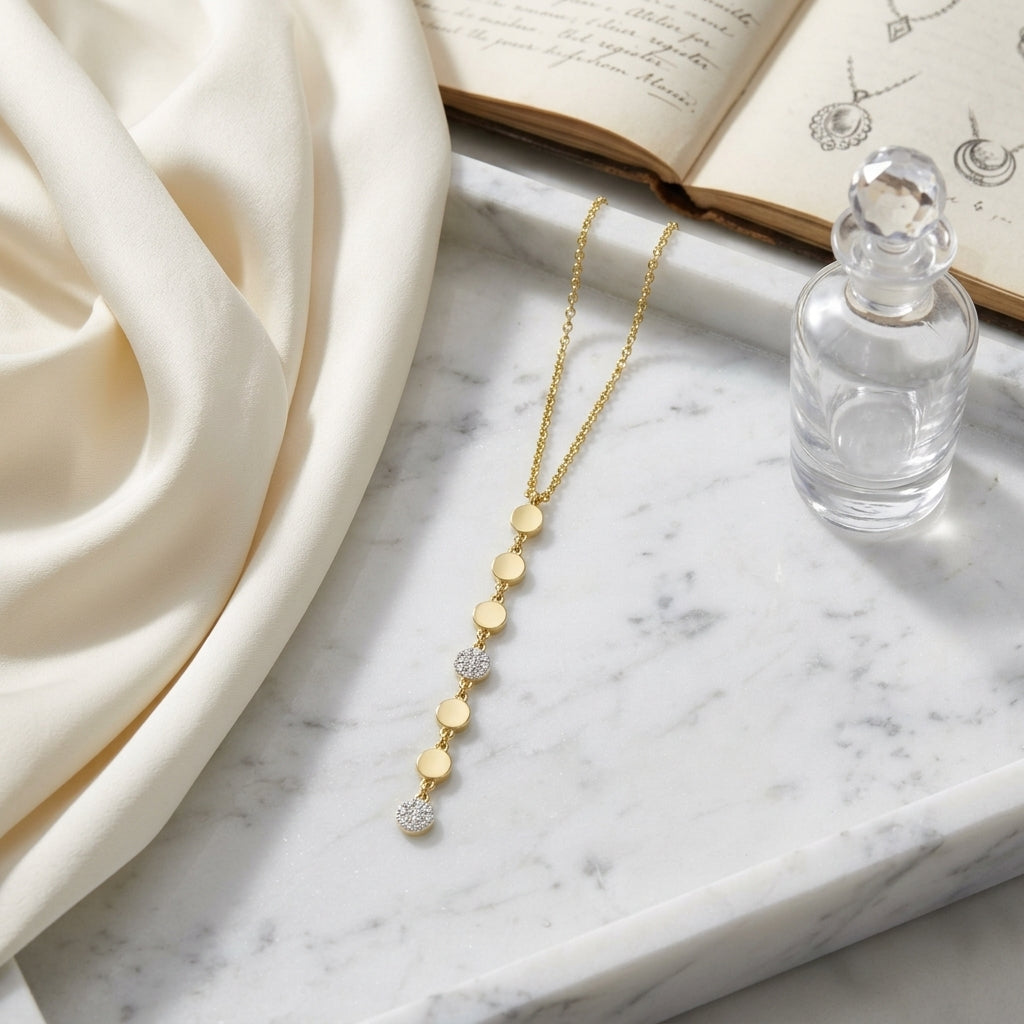 Diamond Linear Drop Necklace in 14k Yellow Gold 1/10ctw — atelier still life