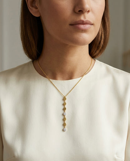 Diamond Linear Drop Necklace in 14k Yellow Gold 1/10ctw — editorial close-up