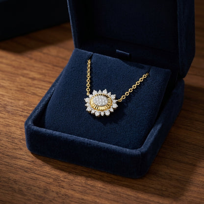 Diamond Sideways Oval Sunray Necklace in 14k Yellow Gold 3/8ctw — gift presentation