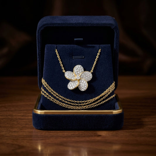 Diamond Flower Necklace in 14k Yellow Gold 1/3ctw — gift presentation