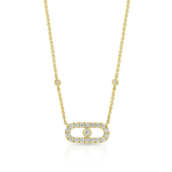 Paperclip Bezel Diamond Necklace in 14k Yellow Gold 1/3ctw
