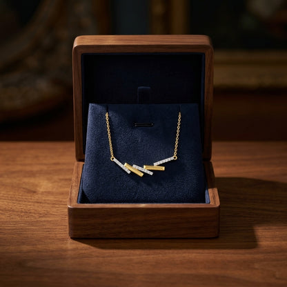 Stacked Bar Diamond Necklace in 14k Yellow Gold 1/4ctw — gift presentation
