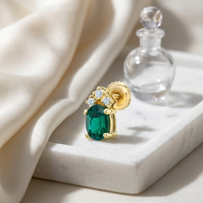 Diamond And Emerald Earrings In 14k Yellow Gold — atelier still life