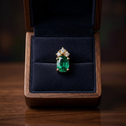 Diamond And Emerald Earrings In 14k Yellow Gold — gift presentation
