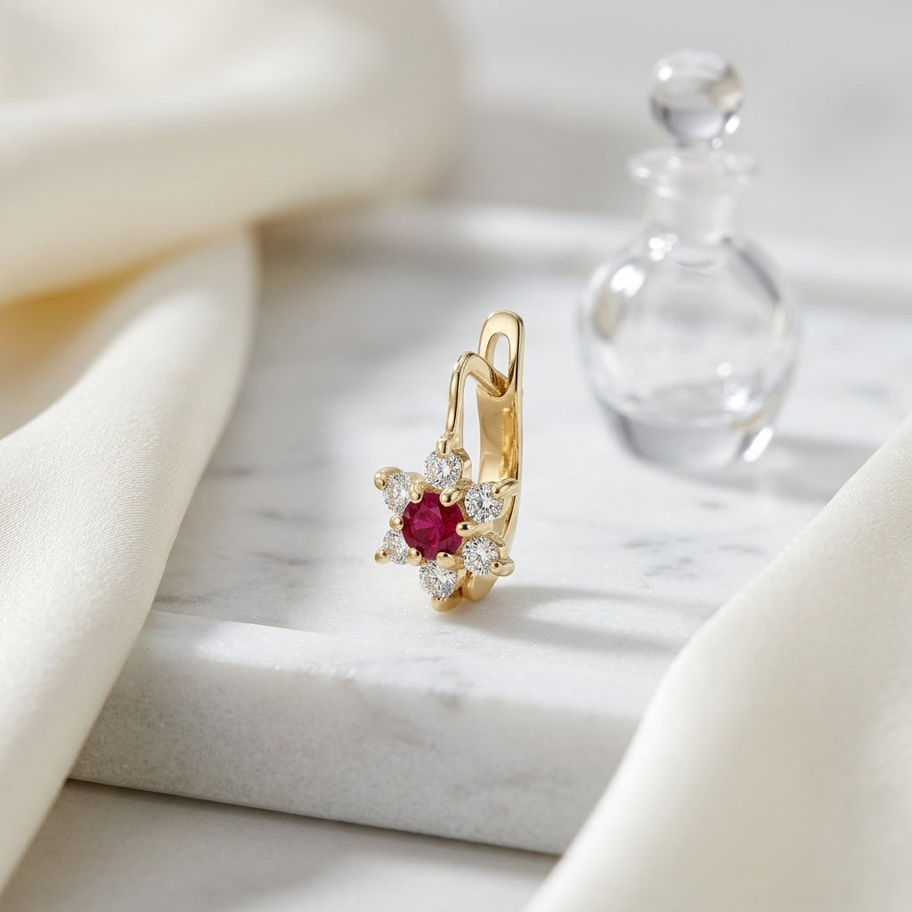 Ruby And Diamond Earrings In 14k Yellow Gold (1/3 Ct. Tw) — atelier still life