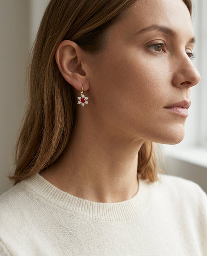 Ruby And Diamond Earrings In 14k Yellow Gold (1/3 Ct. Tw) — editorial close-up