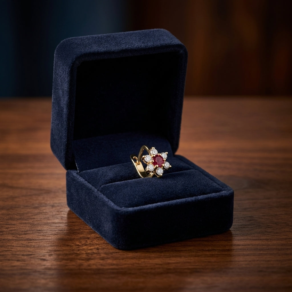 Ruby And Diamond Earrings In 14k Yellow Gold (1/3 Ct. Tw) — gift presentation