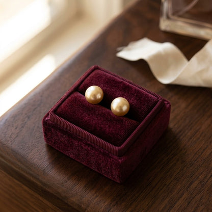 Golden South Sea Pearl Stud Earrings In 14k Yellow Gold (9.5-10mm) — velvet box